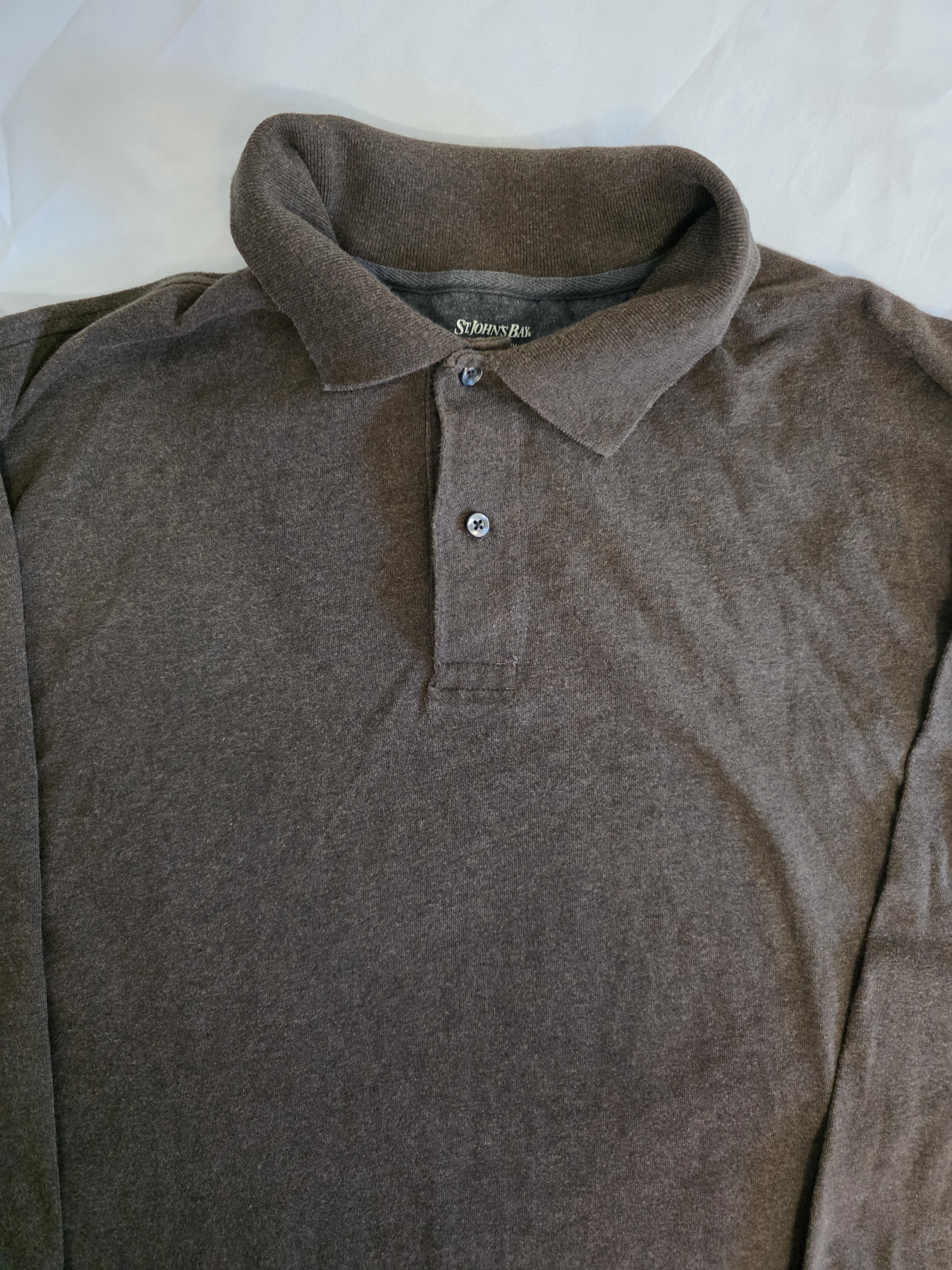 St. John's Bay Men's Brown Long-Sleeve Polo Shirt Size L